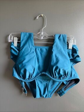 Cupshe Teal Blue Underwire Bikini Set